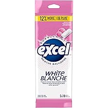 EXCEL White Bubblemint, Teeth Whitening Sugar Free Chewing Gum, 18